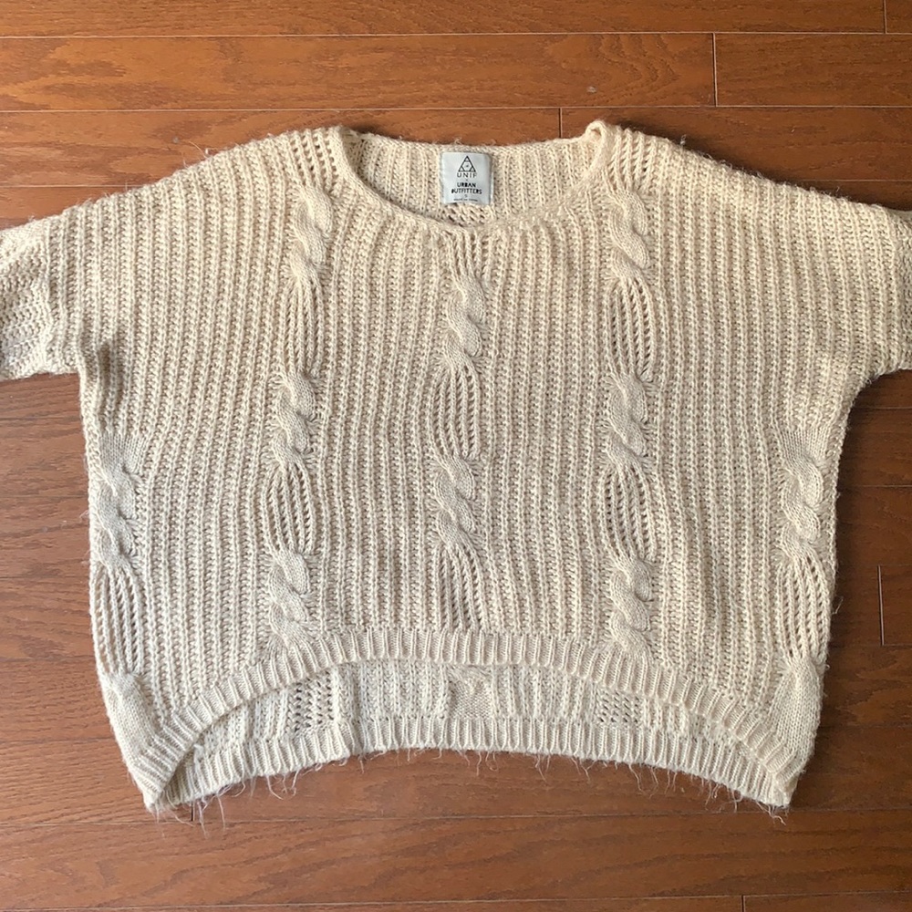 UNIF Urban Outfitters Cable Knit Slouchy Oversized Neutral Boho Sweater Small